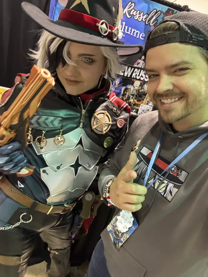 Andrew Russell with a detailed character cosplayer