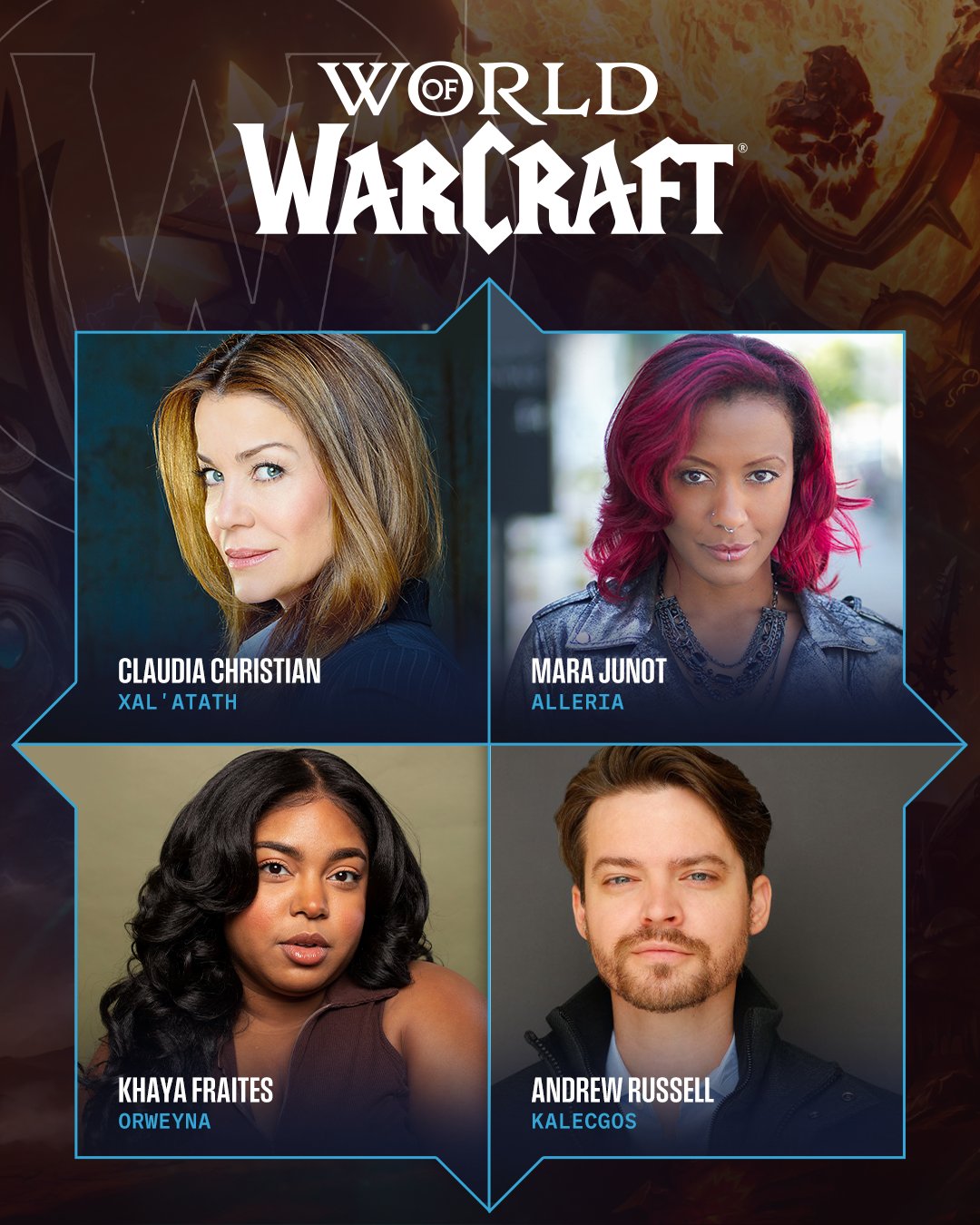 World of Warcraft Voices of Azeroth panel lineup featuring Andrew Russell as Kalecgos