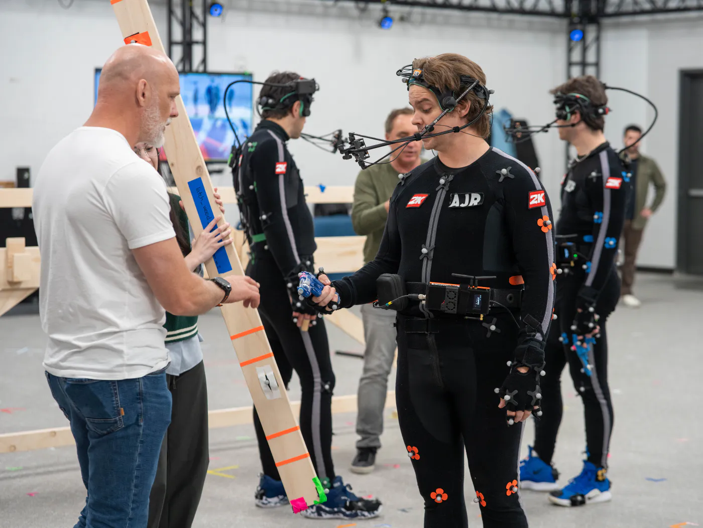 Andrew Russell rehearsing with a tracked prop during the Mafia performance-capture shoot